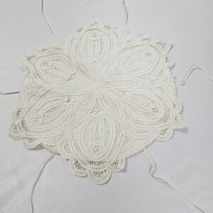 Vintage Belgium Linen Lace Bread Warmer Bun Muffin Server Holder 13"